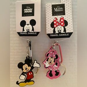 Travel Dangle Keyring Bag Charm Disney Mickey & Minnie New Primark
